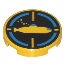 Part 4150px16 Yellow Tile, Round 2 x 2 with Black Background, Yellow Submarine Pattern 